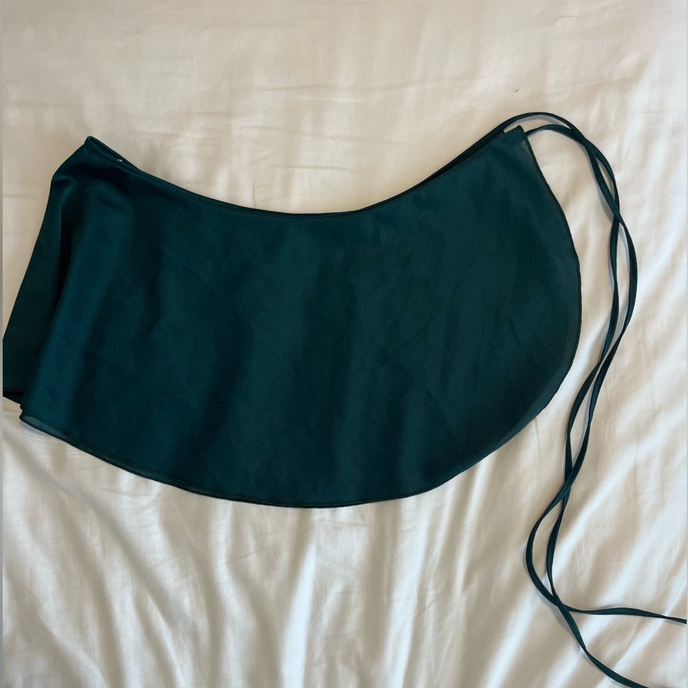 Main Street wrap tie dark green sheer ballet skirt